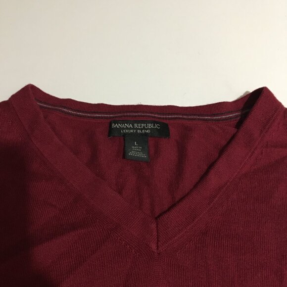 Banana Republic Men’s Sweater Large V Neck Pullover Silk Cashmere Blend - Picture 2 of 6